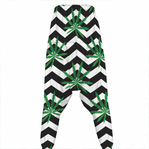 Zigzag Weed Pattern Print Hammer Pants