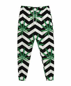 Zigzag Weed Pattern Print Jogger Pants