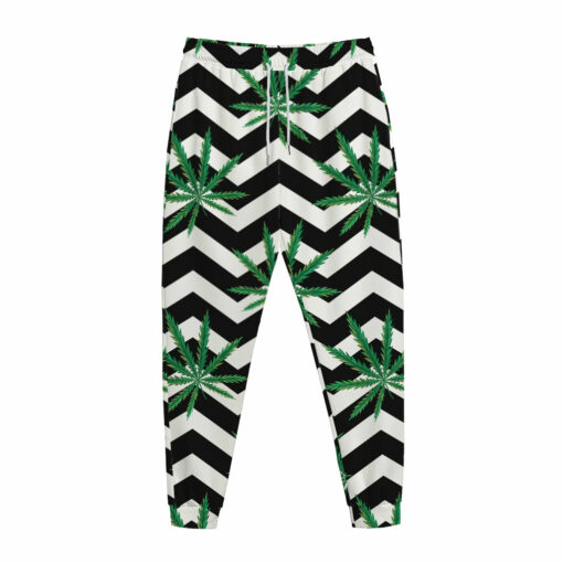 Zigzag Weed Pattern Print Jogger Pants