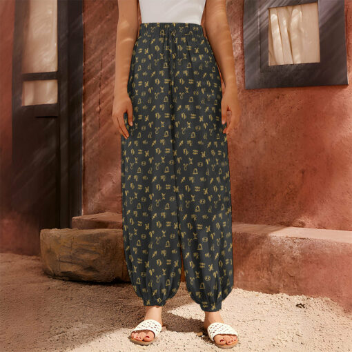 Zodiac Astrological Signs Pattern Print Harem Pants