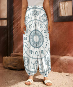 Zodiac Astrology Signs Print Harem Pants