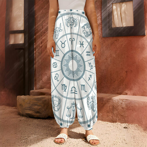 Zodiac Astrology Signs Print Harem Pants