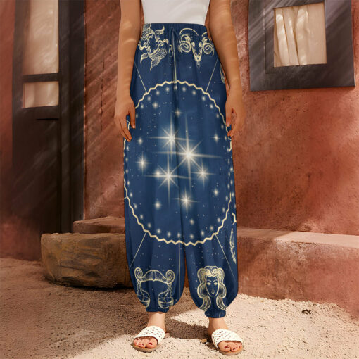 Zodiac Astrology Symbols Print Harem Pants