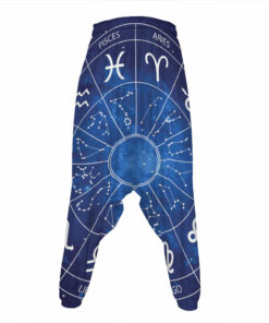 Zodiac Signs Wheel Print Hammer Pants