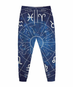 Zodiac Signs Wheel Print Jogger Pants