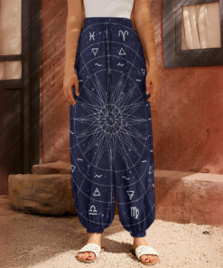 Zodiac Symbols Circle Print Harem Pants