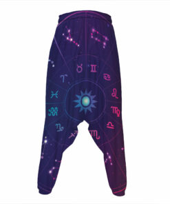 Zodiac Symbols Wheel Print Hammer Pants