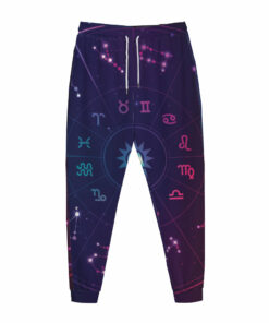 Zodiac Symbols Wheel Print Jogger Pants