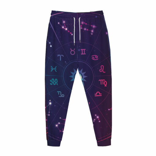 Zodiac Symbols Wheel Print Jogger Pants