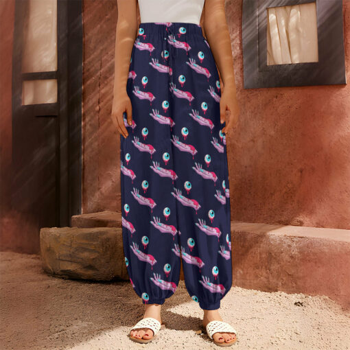 Zombie Eyeball Pattern Print Harem Pants