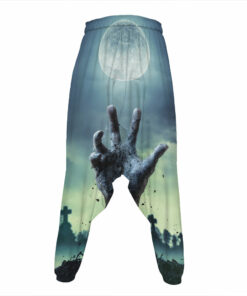 Zombie Hand Rising From Grave Print Hammer Pants