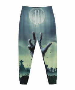 Zombie Hand Rising From Grave Print Jogger Pants