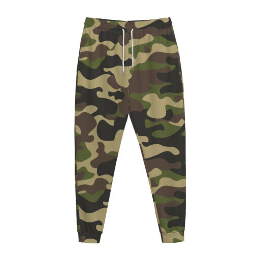 Army Green Camouflage Print Jogger Pants
