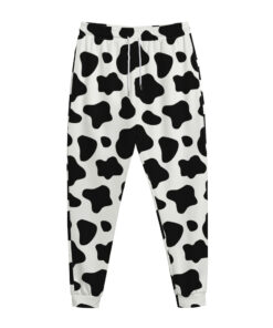 Black And White Cow Print Jogger Pants
