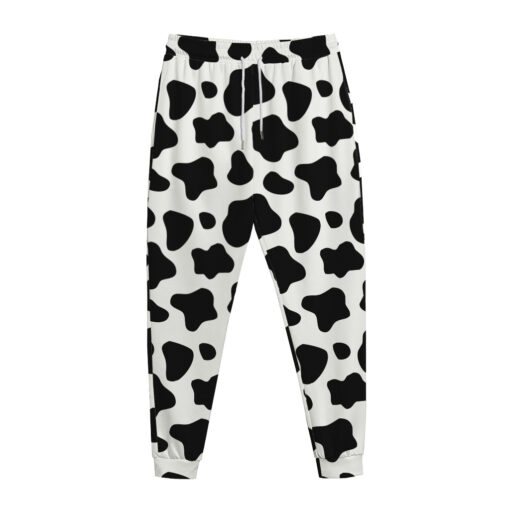 Black And White Cow Print Jogger Pants