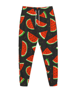 Black Cute Watermelon Pattern Print Jogger Pants