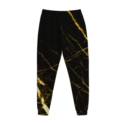 Black Gold Scratch Marble Print Jogger Pants