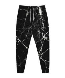 Black White Natural Marble Print Jogger Pants