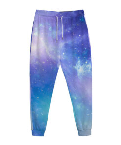Blue Light Nebula Galaxy Space Print Jogger Pants