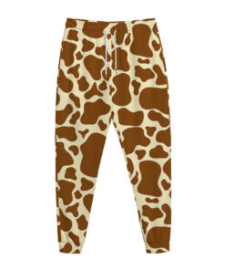 Brown Cow Print Jogger Pants