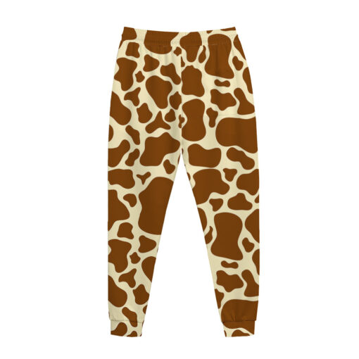 Brown Cow Print Jogger Pants
