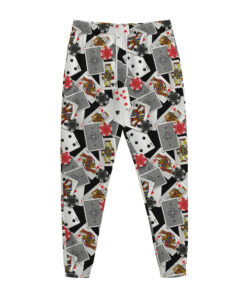 Casino Card And Chip Pattern Print Jogger Pants