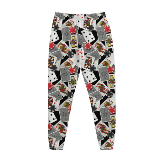 Casino Card And Chip Pattern Print Jogger Pants