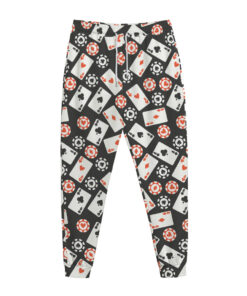 Casino Chip And Card Pattern Print Jogger Pants