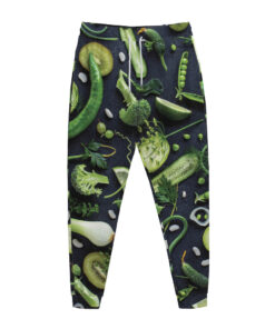 Fresh Green Fruit And Vegetables Print Jogger Pants