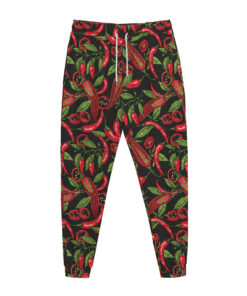 Hot Chili Peppers Pattern Print Jogger Pants
