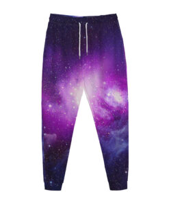 Purple Starfield Galaxy Space Print Jogger Pants