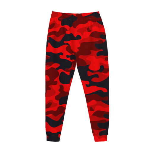 Red And Black Camouflage Print Jogger Pants