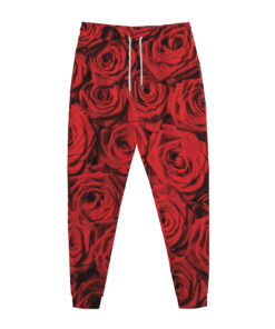 Red Rose Print Jogger Pants