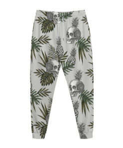 Tropical Pineapple Skull Pattern Print Jogger Pants