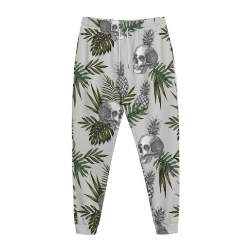 Tropical Pineapple Skull Pattern Print Jogger Pants