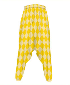 Yellow Harlequin Pattern Print Hammer Pants