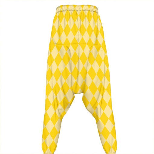 Yellow Harlequin Pattern Print Hammer Pants