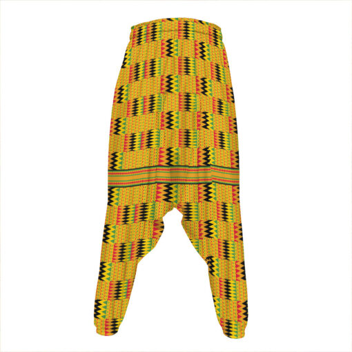 Yellow Kente Pattern Print Hammer Pants