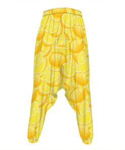 Yellow Lemon Pattern Print Hammer Pants