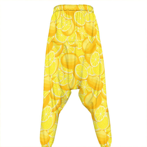 Yellow Lemon Pattern Print Hammer Pants