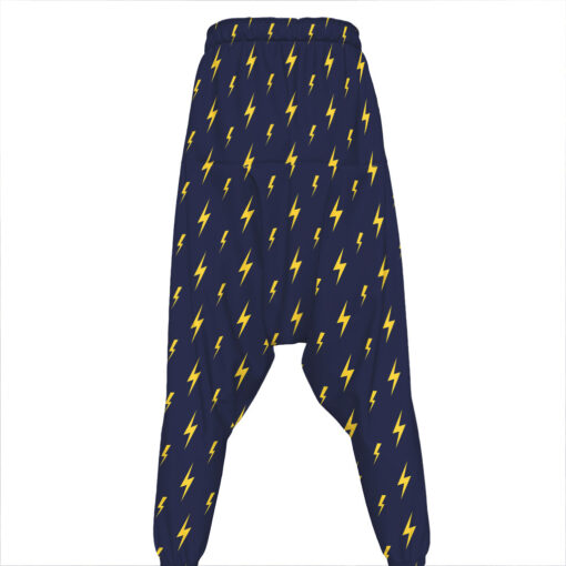 Yellow Lightning Bolts Pattern Print Hammer Pants