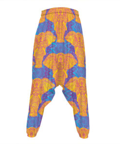 Yellow Mandala Elephant Pattern Print Hammer Pants