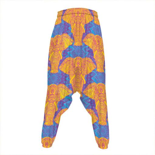 Yellow Mandala Elephant Pattern Print Hammer Pants