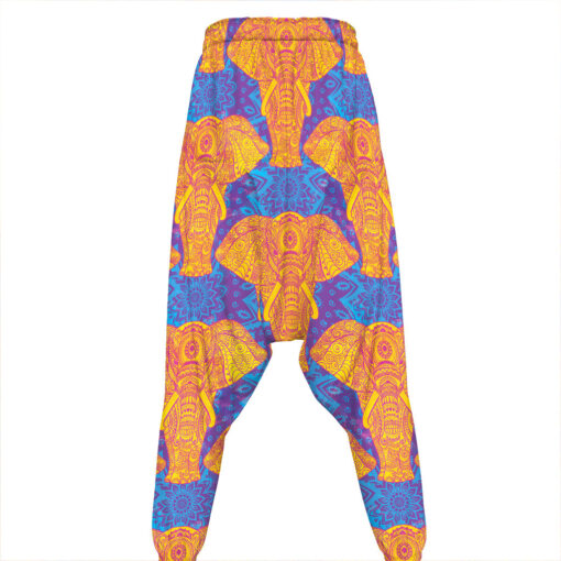 Yellow Mandala Elephant Pattern Print Hammer Pants