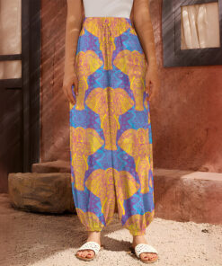 Yellow Mandala Elephant Pattern Print Harem Pants