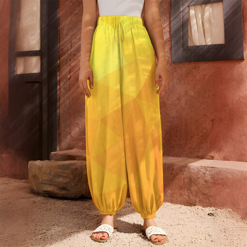 Yellow Polygonal Geometric Print Harem Pants