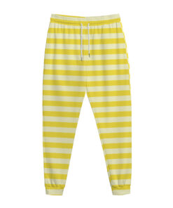 Yellow Striped Pattern Print Jogger Pants