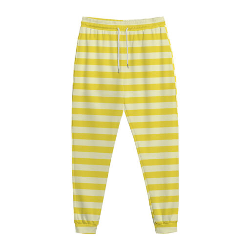 Yellow Striped Pattern Print Jogger Pants