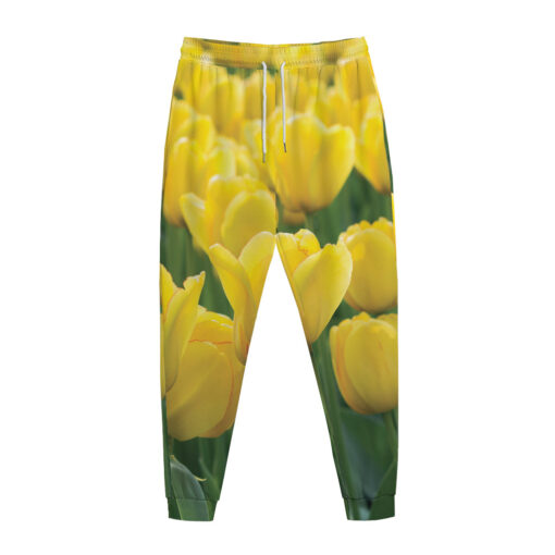 Yellow Tulip Print Jogger Pants