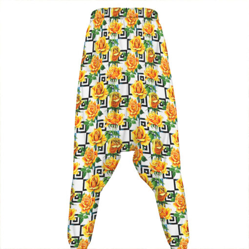 Yellow Watercolor Rose Print Hammer Pants